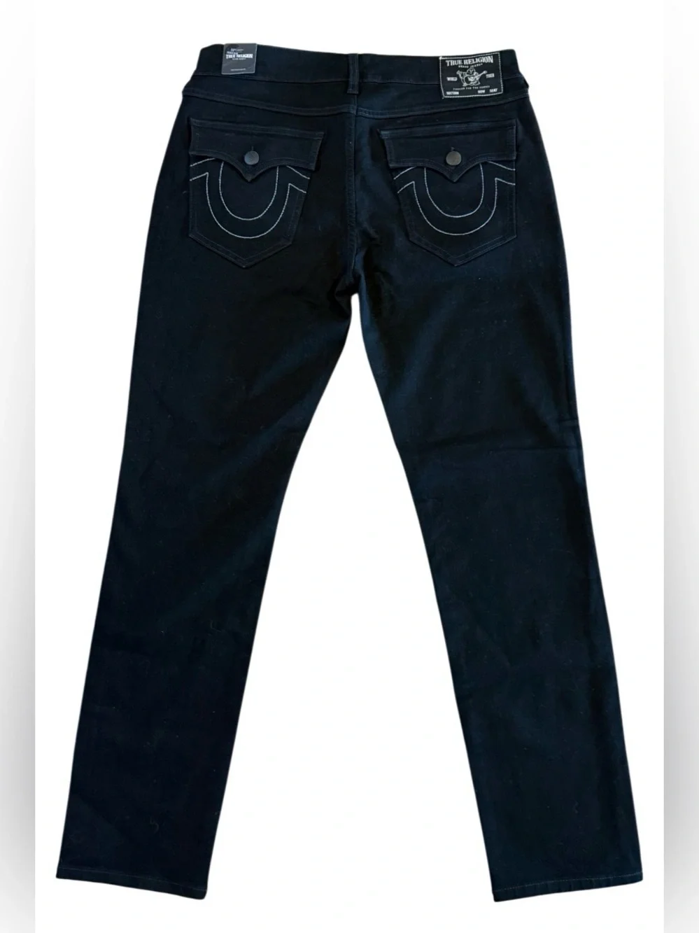 NWT True Religion Rocco Relaxed Skinny Jeans 34x32 Black Flap Pocket
